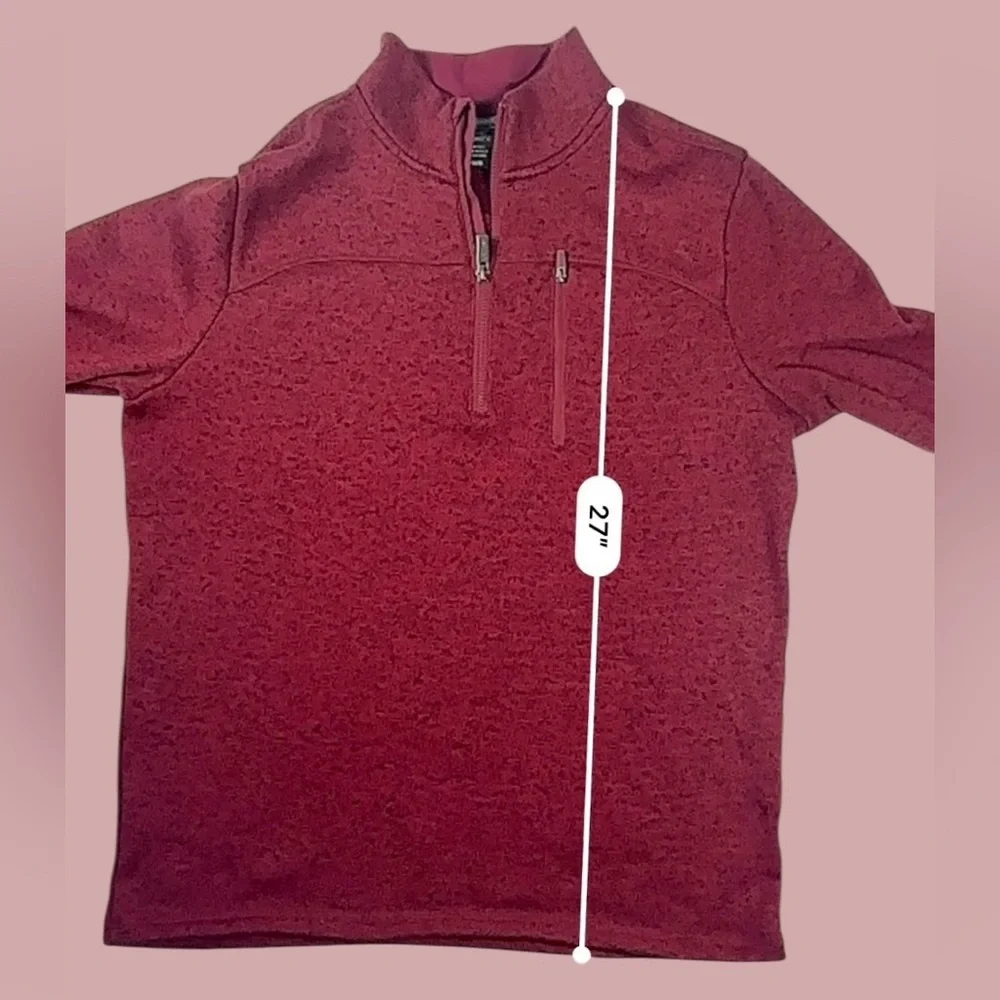 Jockey Mens Medium Red Quarter-Zip Pullover Fleece Sweater Casual Outdoor